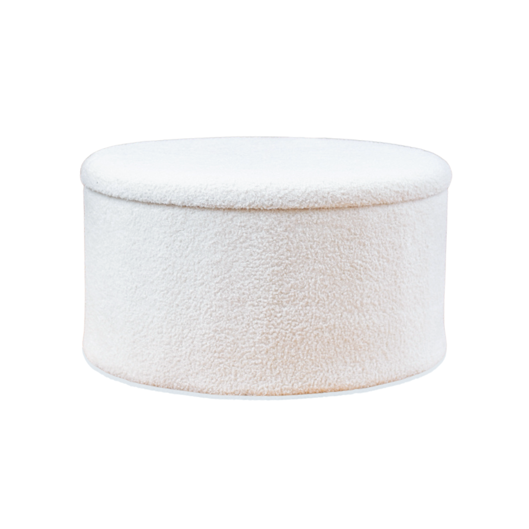 Circular Boucle Storage Ottoman - Footstool
