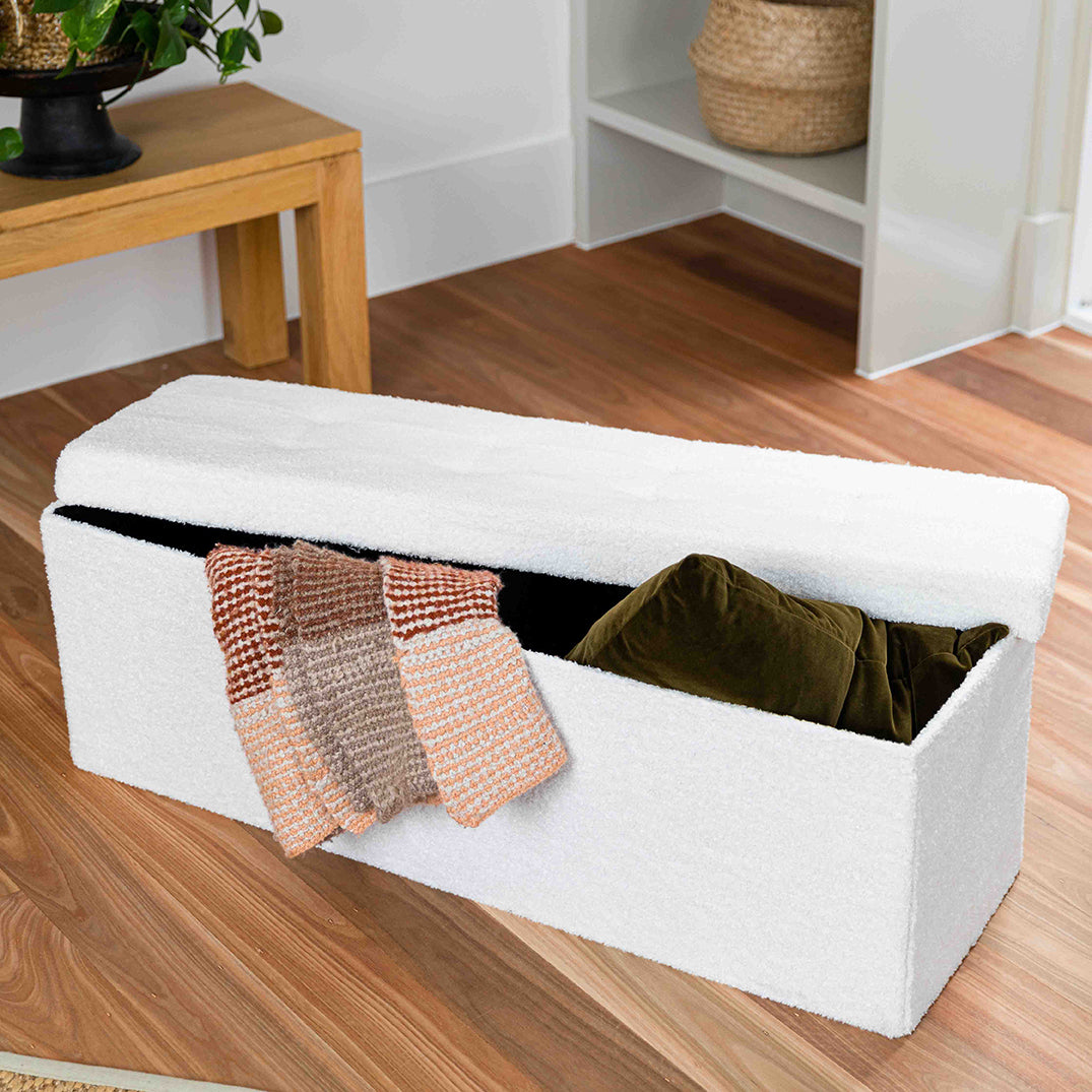 living room pillow and blanket storage