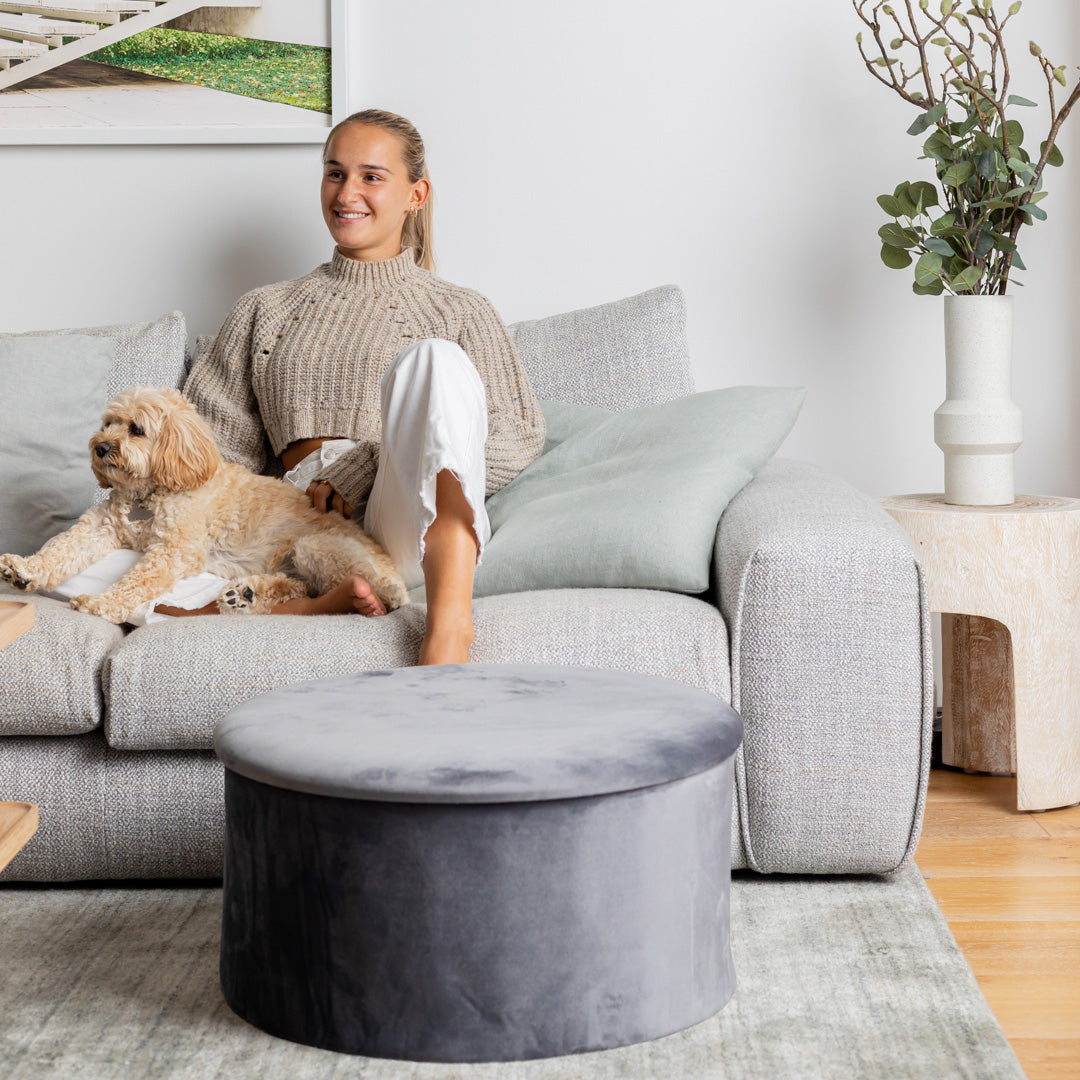 velvet storage ottoman living room