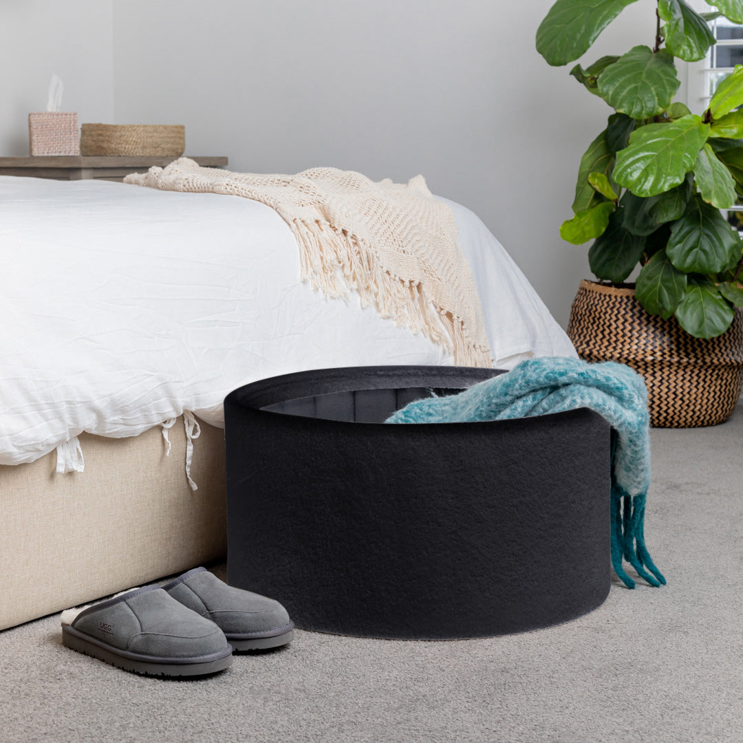 boucle black storage ottoman dicor australia