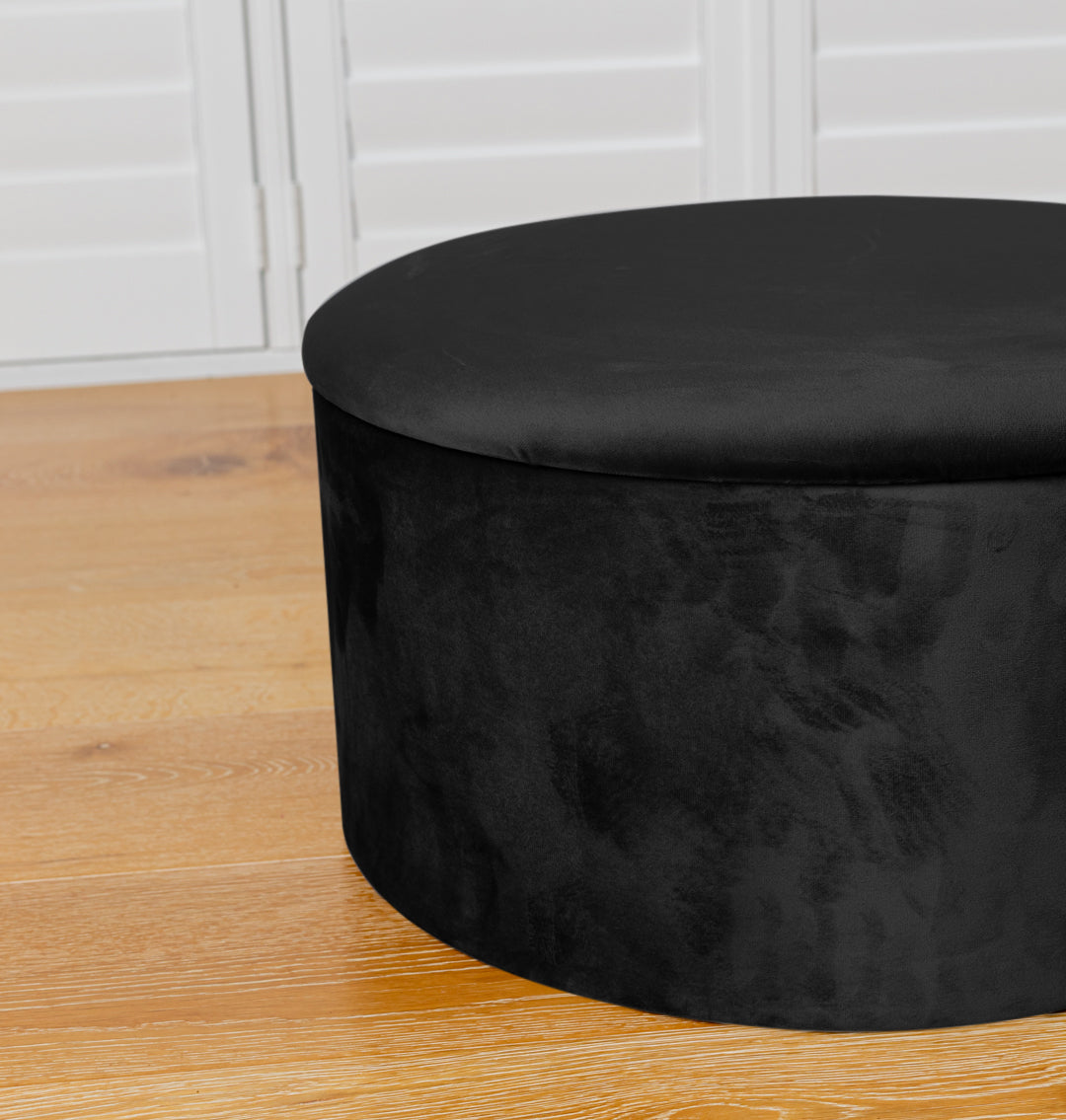 Dicor Australia black velvet storage ottoman