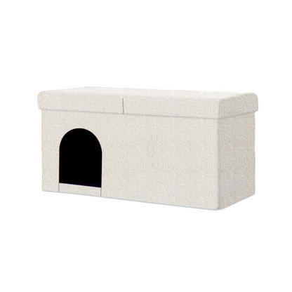 Large White Boucle Pet Ottoman For Dogs and Cats