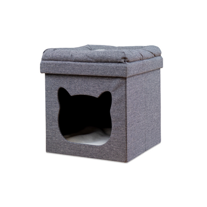 Small Charcoal Pet Ottoman For Cats