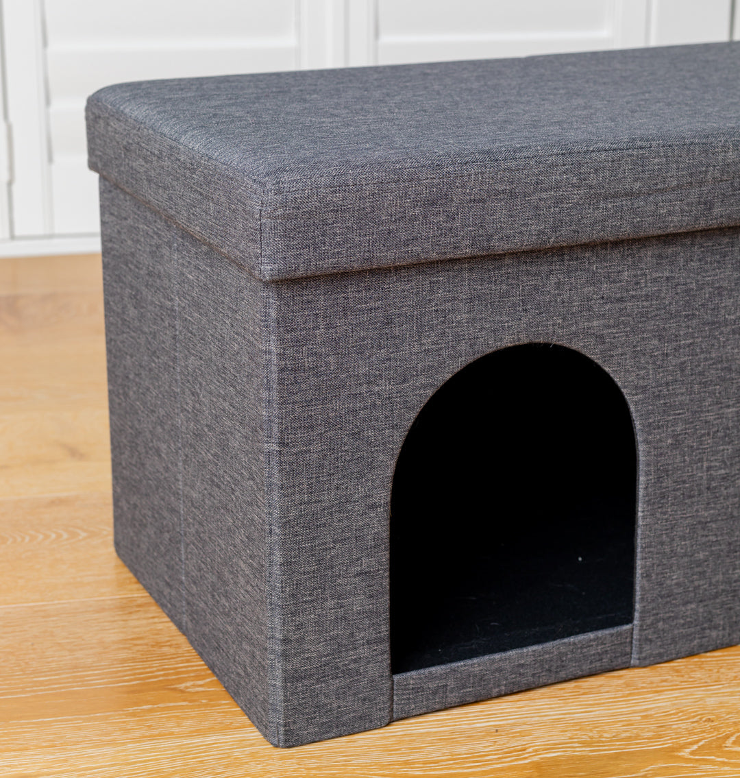 Large Charcoal Pet Ottoman For Dogs and Cats