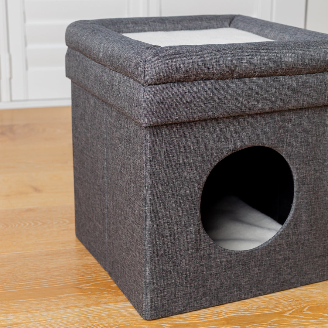 Small Charcoal Pet Ottoman For Dogs and Cats