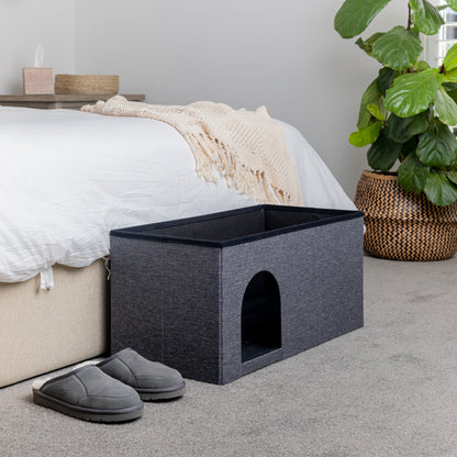 Large Charcoal Pet Ottoman For Dogs and Cats