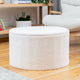 White Boucle Large Circular Storage Ottoman - Footstool