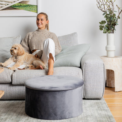 velvet storage ottoman living room