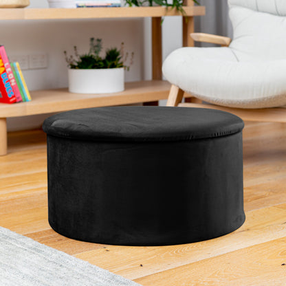 Dicor black velvet storage ottoman